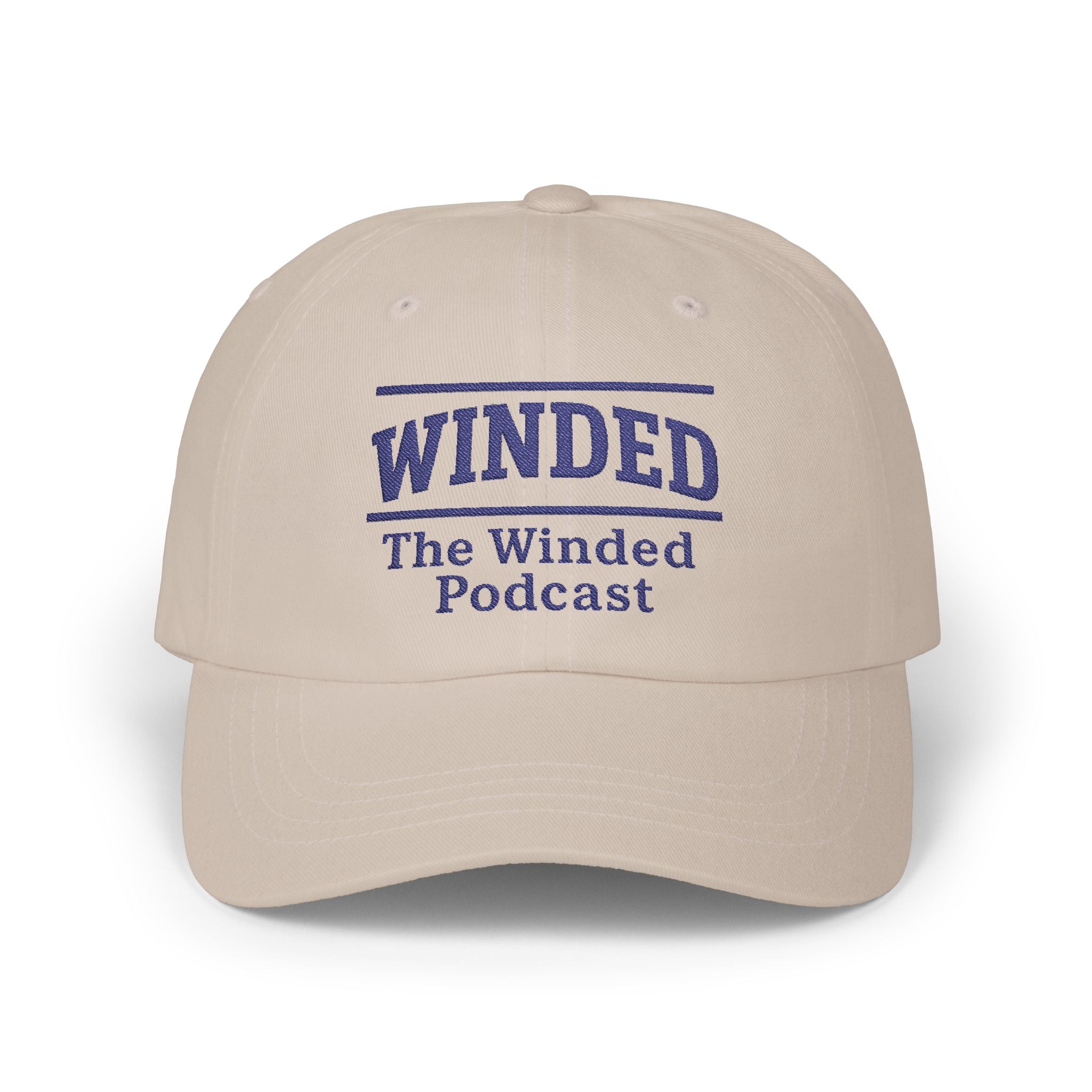 Winded Podcast Dad Cap, Adjustable Hat, Gift for Podcast Lovers, Casual Wear, Summer Accessory, White Cap