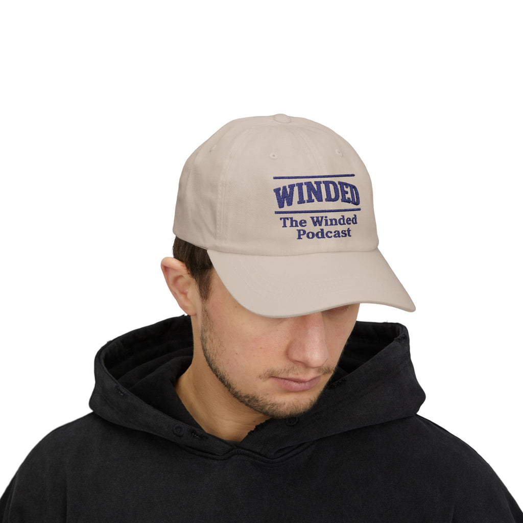 Winded Podcast Dad Cap, Adjustable Hat, Gift for Podcast Lovers, Casual Wear, Summer Accessory, White Cap