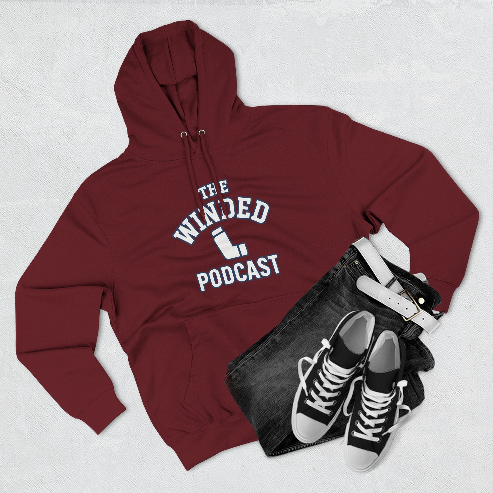 Winded Podcast Fleece Hoodie, Cozy Hoodie for Podcast Lovers, Gift for Podcasters, Casual Wear, White Hoodie