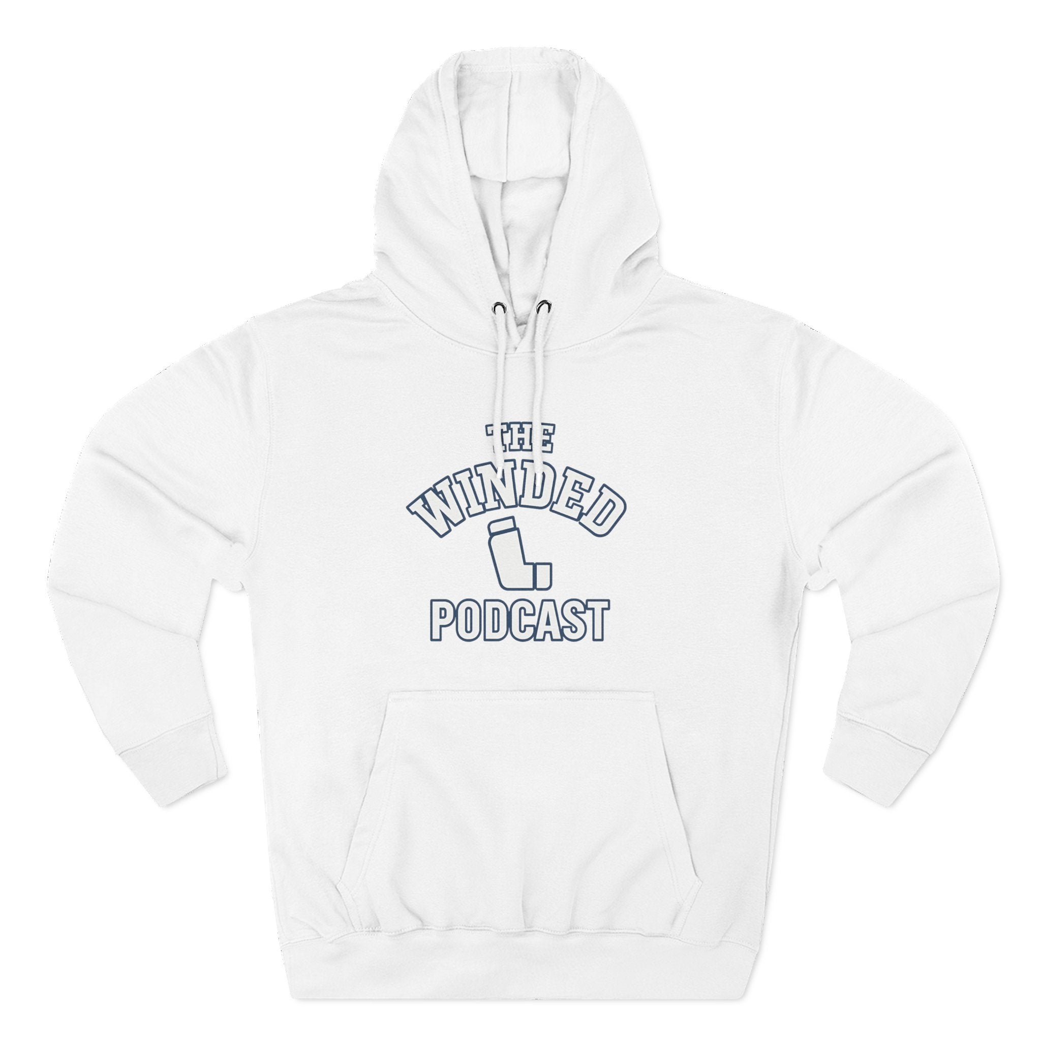 Winded Podcast Fleece Hoodie, Cozy Hoodie for Podcast Lovers, Gift for Podcasters, Casual Wear, White Hoodie