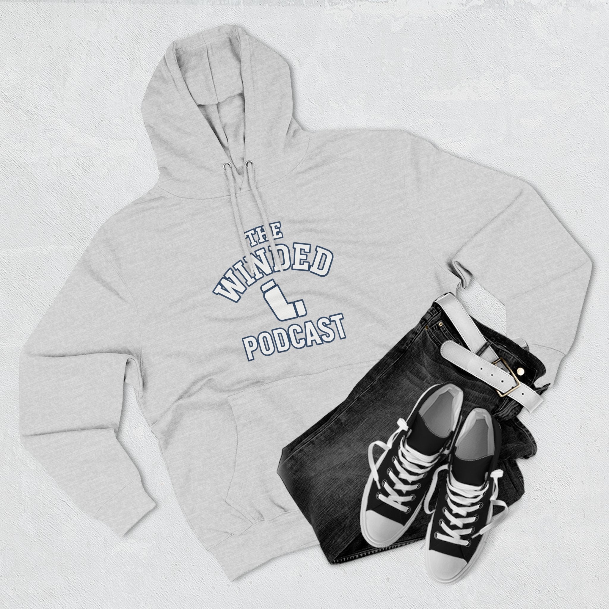 Winded Podcast Fleece Hoodie, Cozy Hoodie for Podcast Lovers, Gift for Podcasters, Casual Wear, White Hoodie