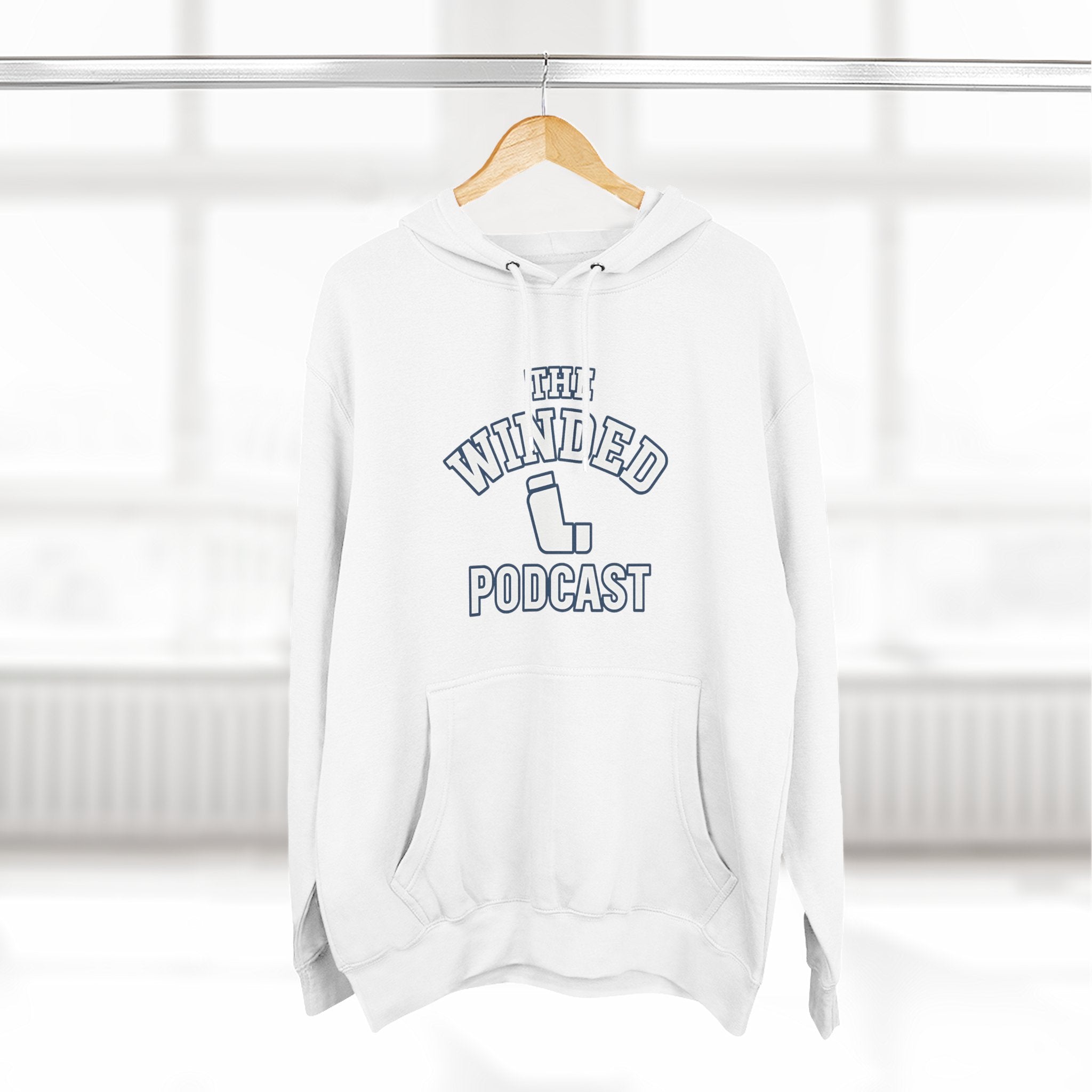Winded Podcast Fleece Hoodie, Cozy Hoodie for Podcast Lovers, Gift for Podcasters, Casual Wear, White Hoodie