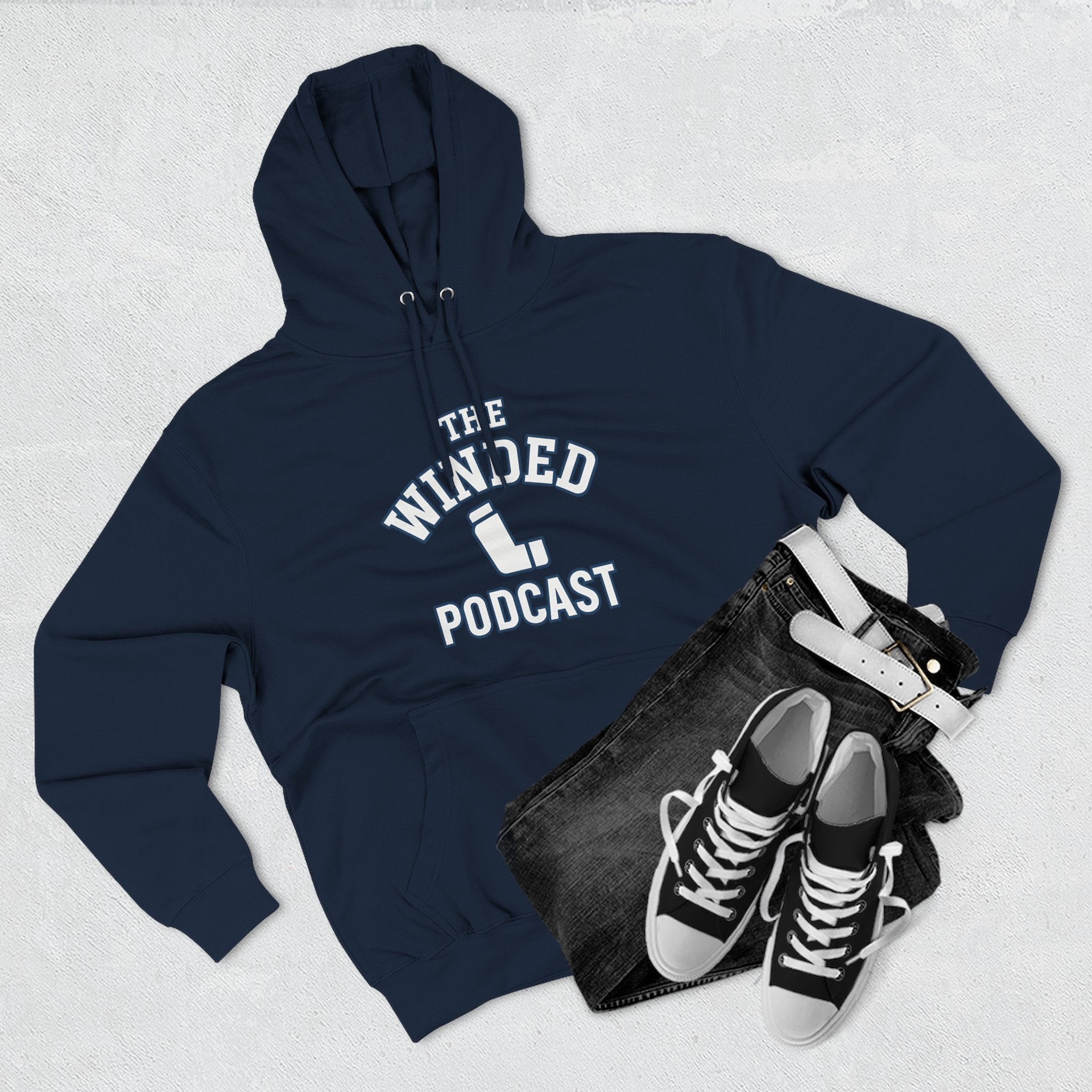 Winded Podcast Fleece Hoodie, Cozy Hoodie for Podcast Lovers, Gift for Podcasters, Casual Wear, White Hoodie