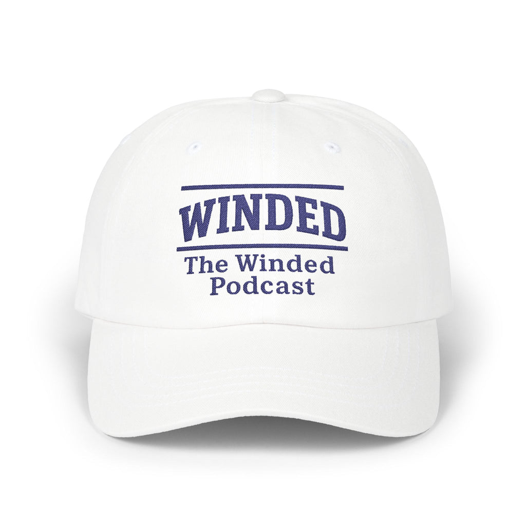 Winded Podcast Dad Cap, Adjustable Hat, Gift for Podcast Lovers, Casual Wear, Summer Accessory, White Cap